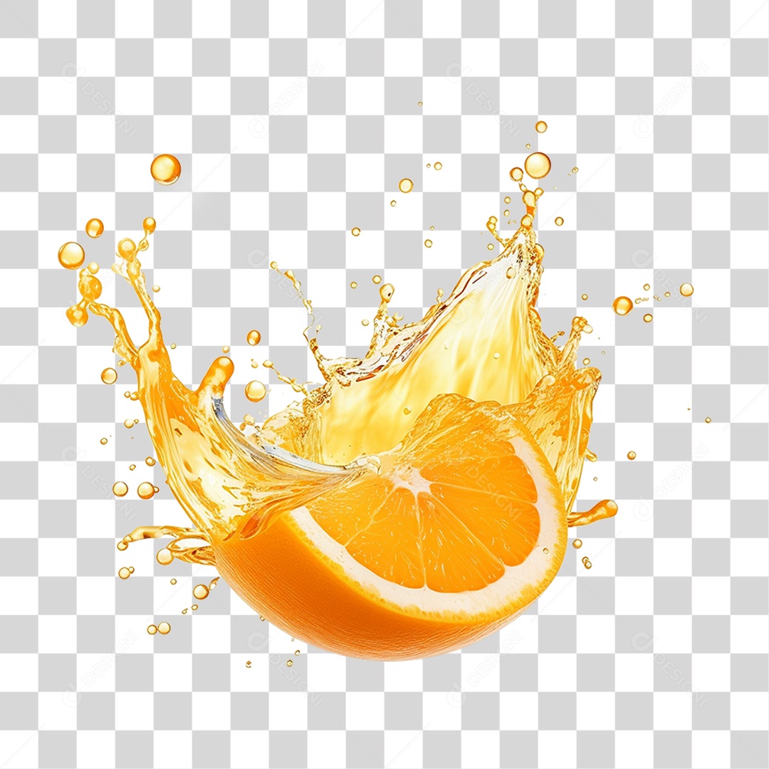 Suco de Laranja Frutas Splash PNG Transparente