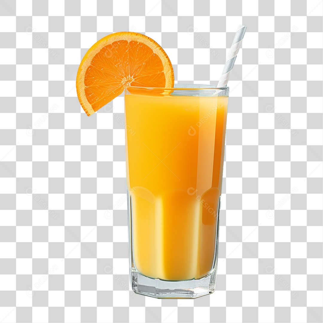 Copo com Suco de Laranja Frutas PNG Transparente