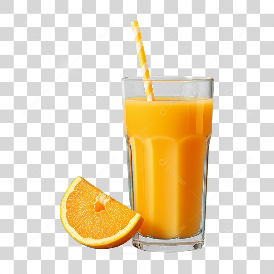 Copo com Suco de Laranja Frutas PNG Transparente