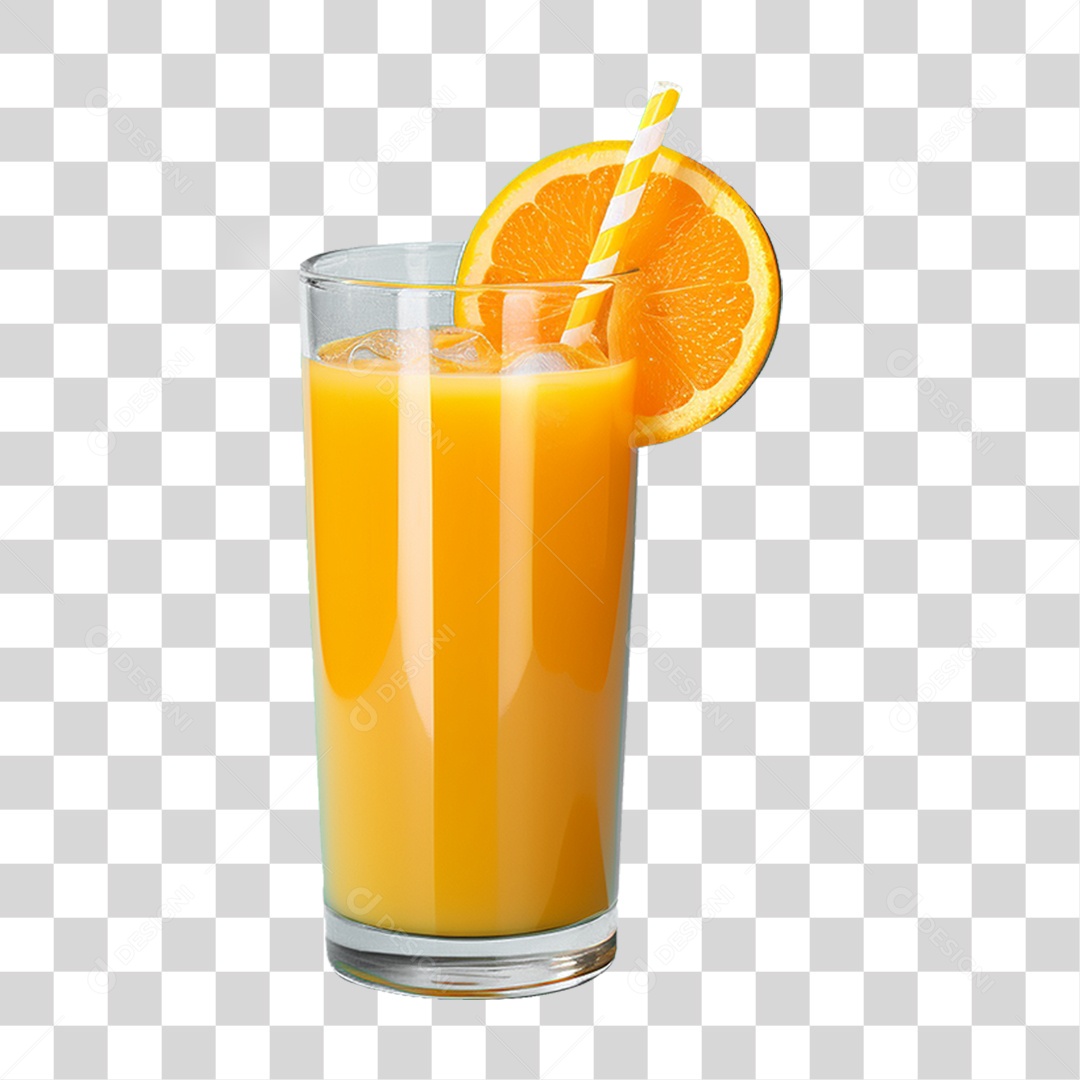 Copo com Suco de Laranja Frutas PNG Transparente