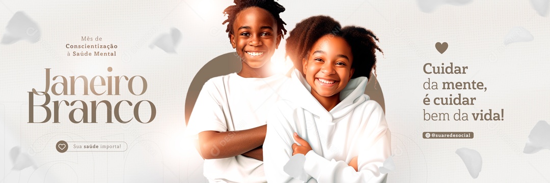 Social Media Banner Janeiro Branco Cuida Da Mente PSD Editável