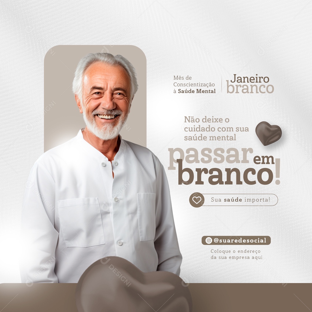 Social Media Janeiro Branco Sua Saúde Importa PSD Editável