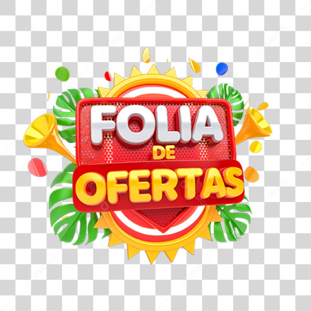 Selo 3D Folia de Ofertas Para Composição PNG Transparente