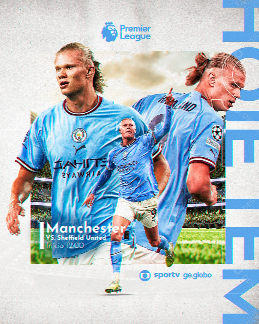 Social Media Flyer Futebol Manchester City Haaland PSD Editável