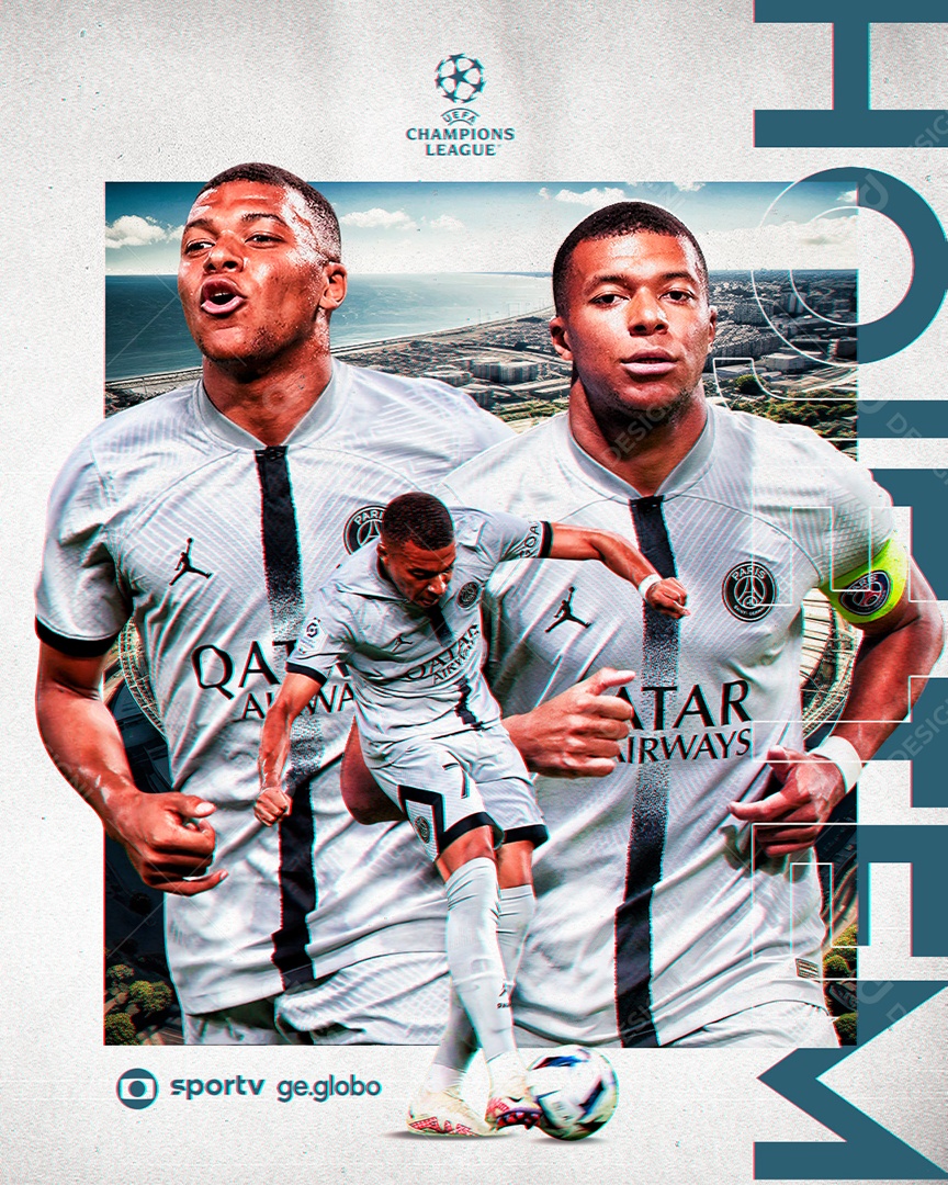 Social Media Flyer Kylian Mbappé Paris Saint Germain PSD Editável