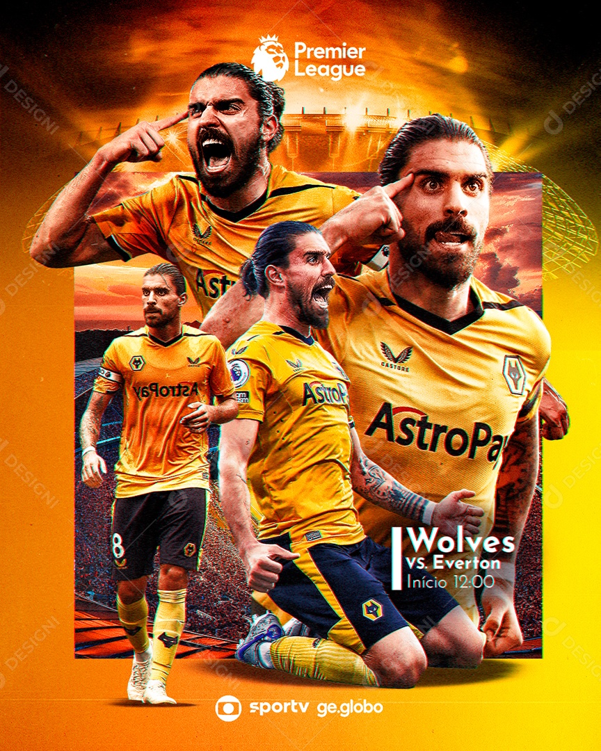 Social Media Flyer Futebol Wolves Rubens Neves PSD Editável