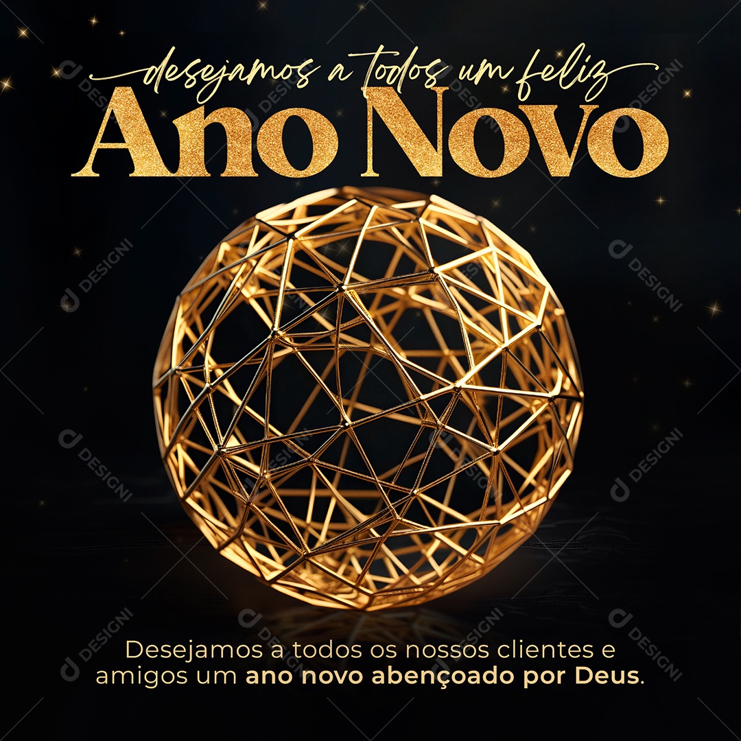 Social Media Desejamos a Todos um Feliz Ano Novo PSD Editável