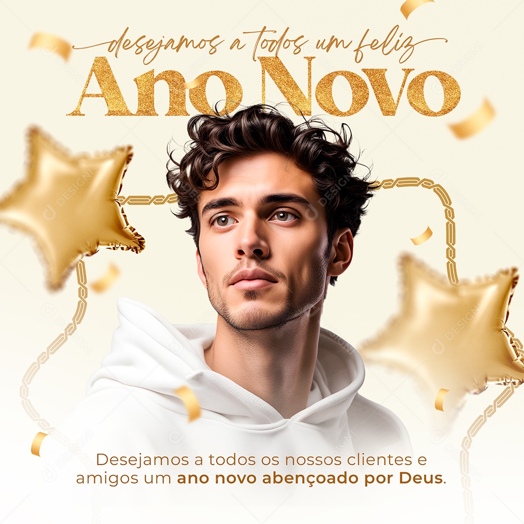 Social Media Desejamos a Todos um Feliz Ano Novo PSD Editável