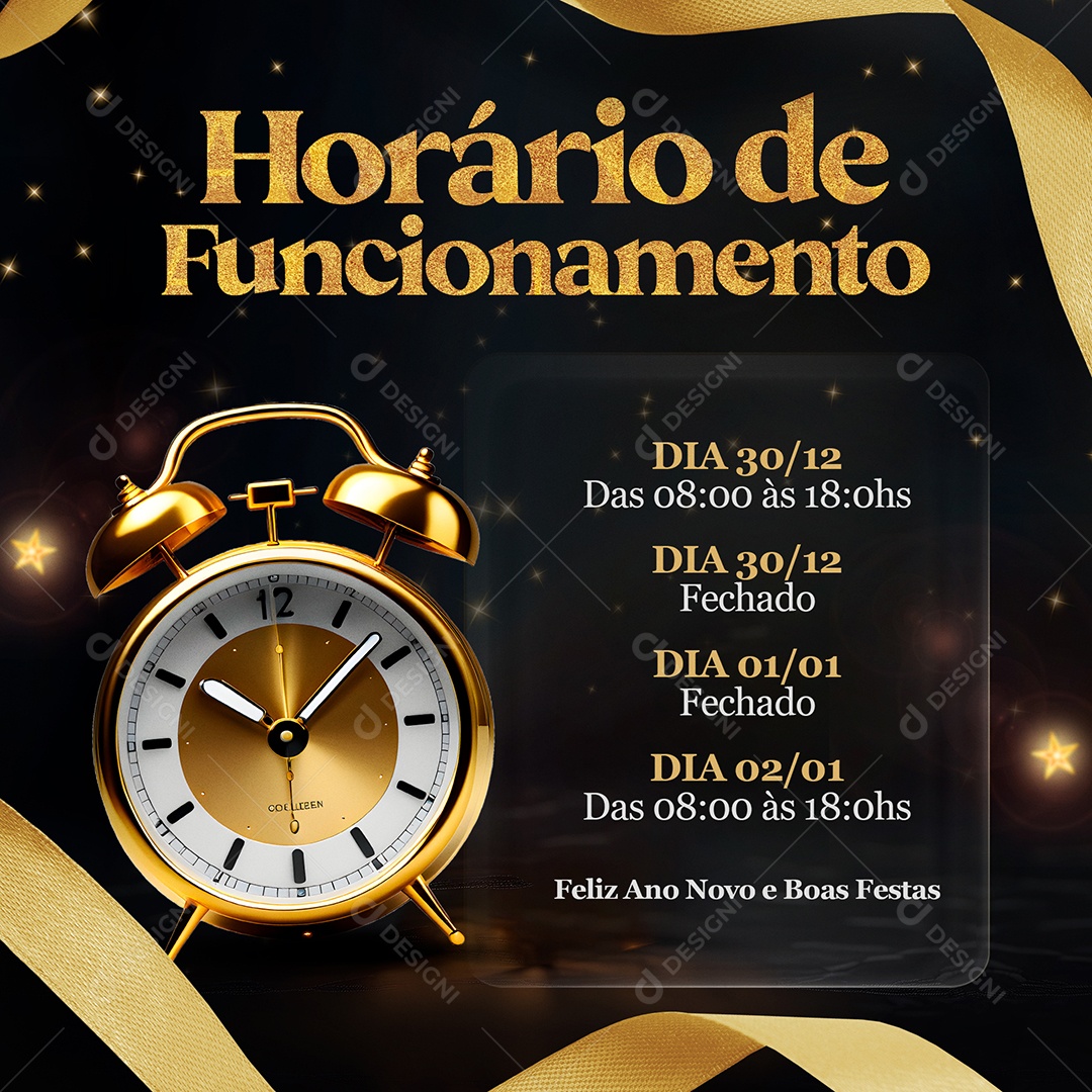 Horário de Funcionamento Empresas Lojas Social Media PSD Editável