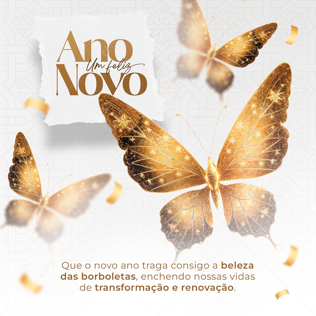 Um Feliz Ano Novo Que o Novo Ano Traga Consigo a Beleza Social Media PSD Editável