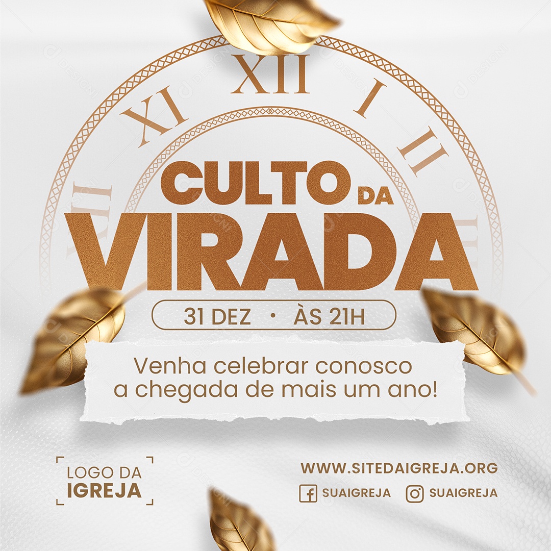 Culto da Virada Venha Celebrar Conosco a Chegada Social Media PSD Editável