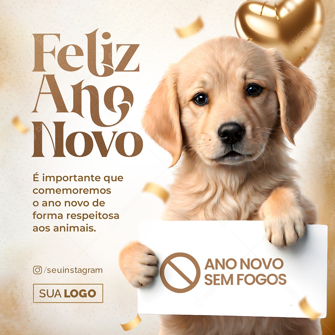 Feliz Ano Novo Sem Fogos Pet Shop Social Media PSD Editável