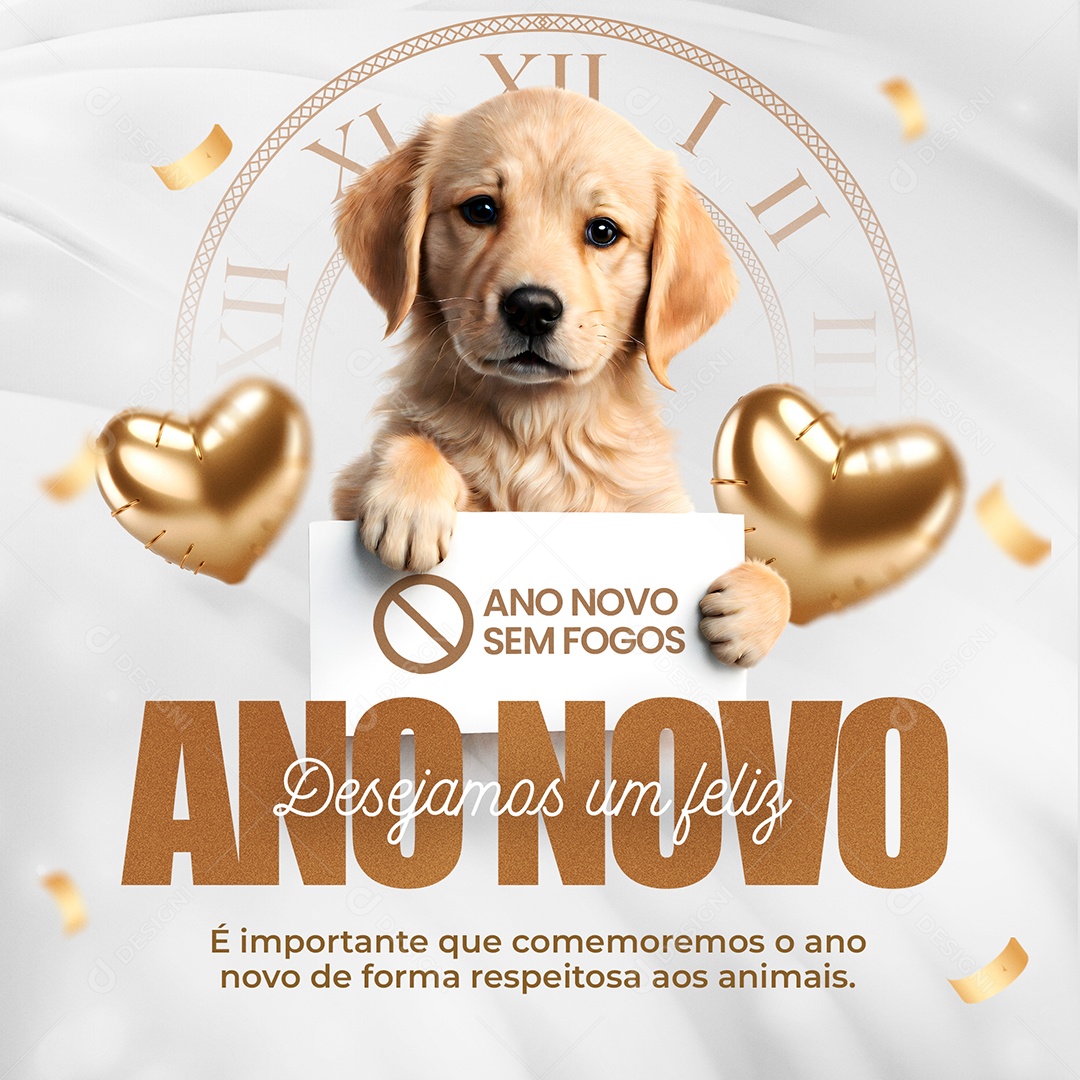 Ano Novo Sem Fogos Pet Shop Desejamos um Feliz Ano Novo Social Media PSD Editável