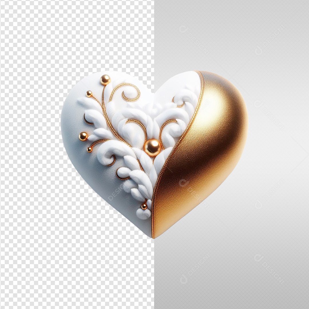 Elemento 3D Coração Ano Novo Para Composição PSD