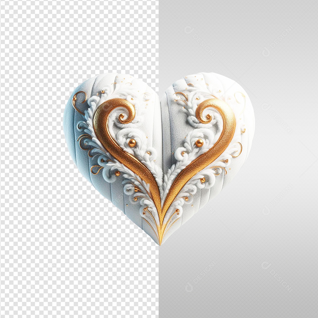 Elemento 3D Coração Ano Novo Para Composição PSD