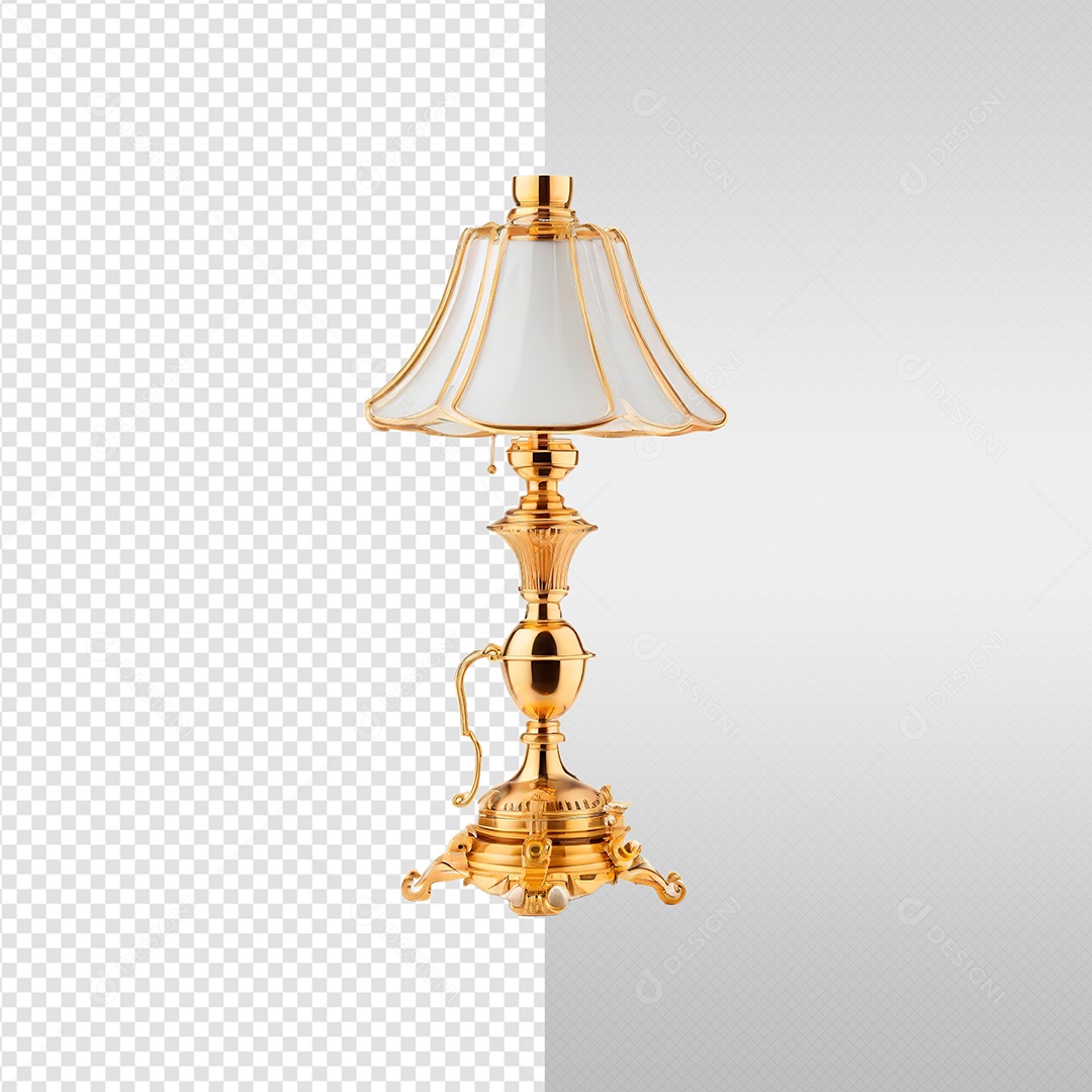 Elemento 3D Abajur Dourado Ano Novo Para Composição PSD