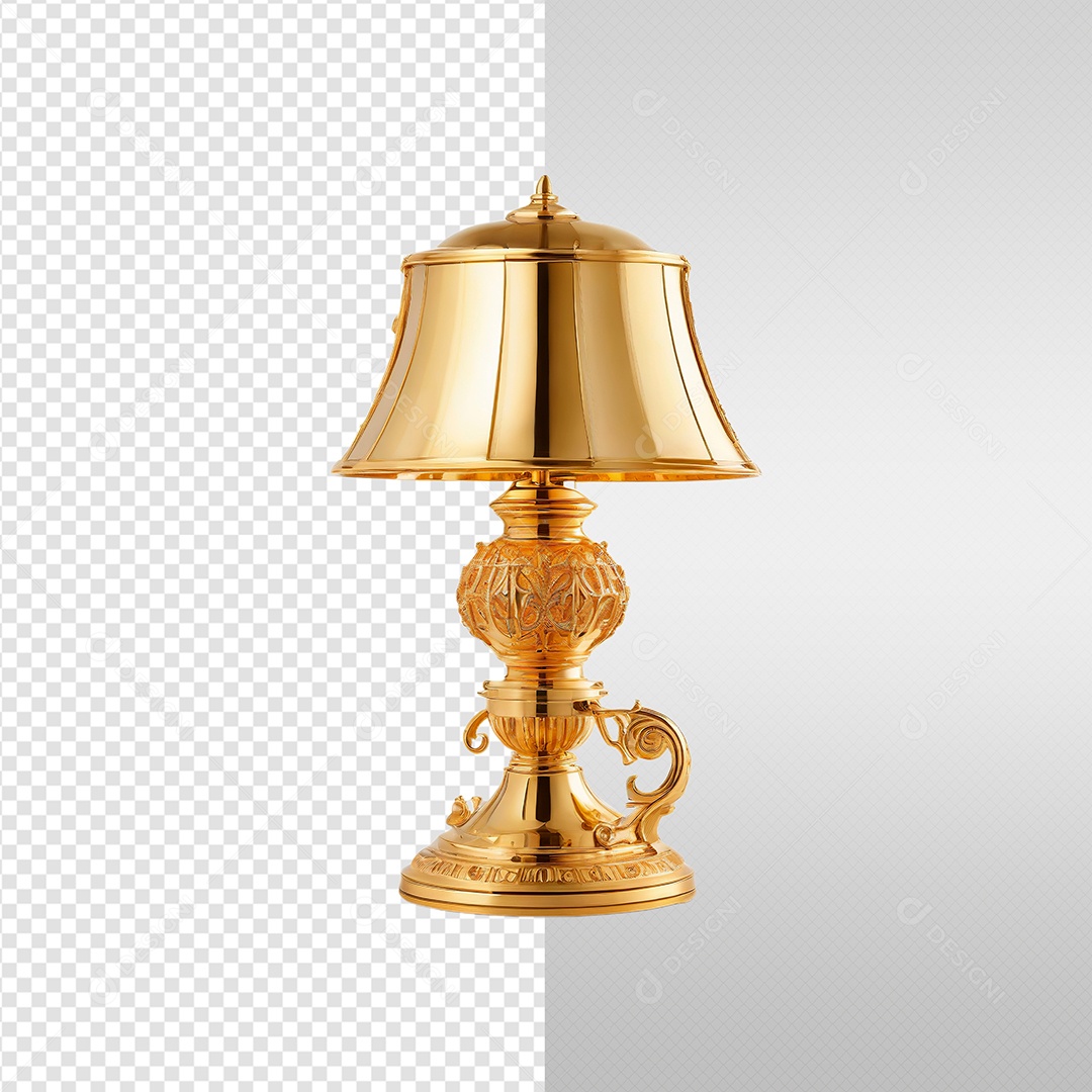 Abajur Dourado Ano Novo Elemento 3D Para Composição PSD