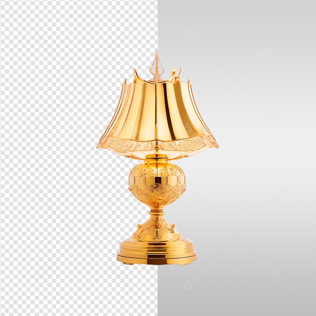 Elemento 3D Abajur Dourado Ano Novo Para Composição PSD