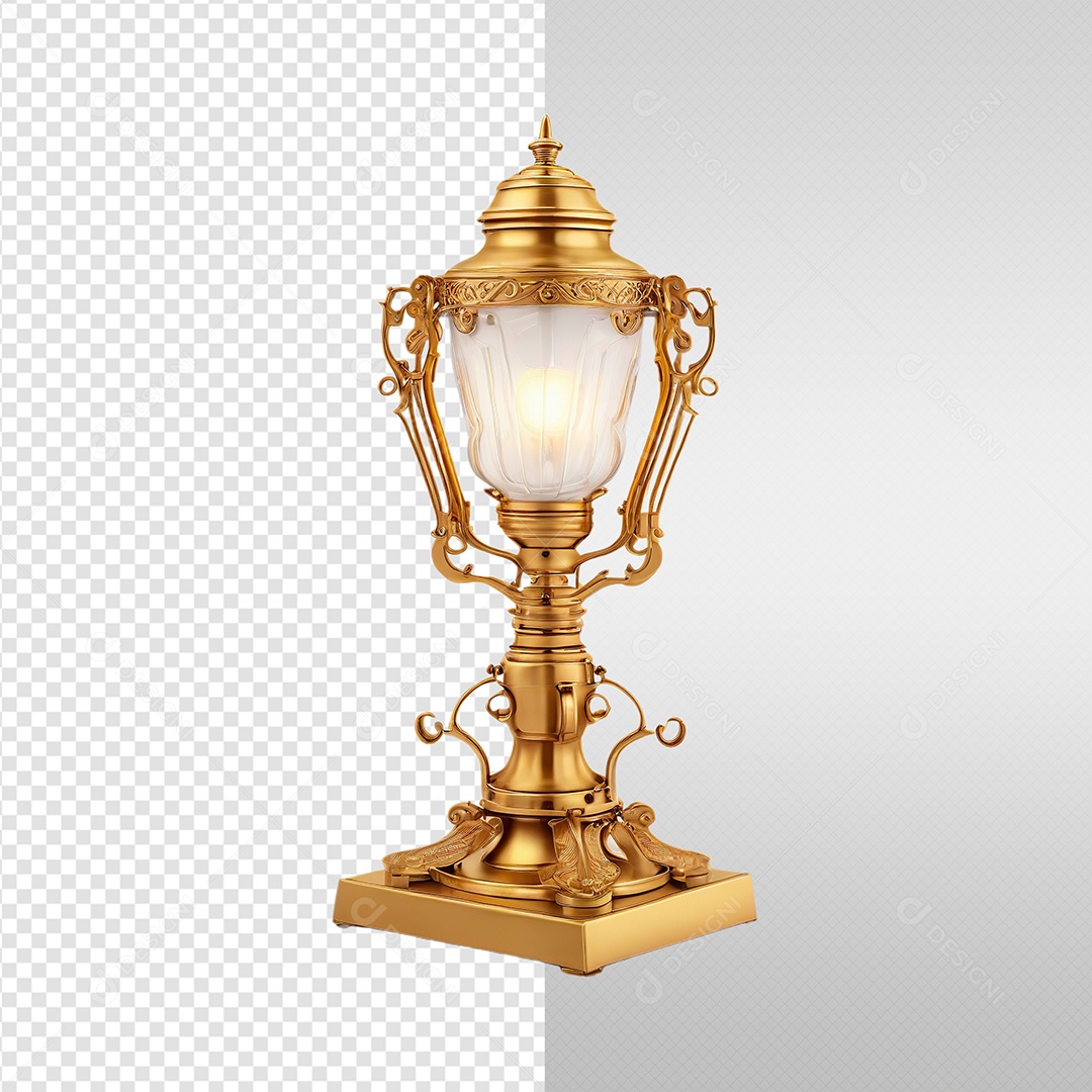 Elemento 3D Lustre Dourado Ano Novo Para Composição PSD