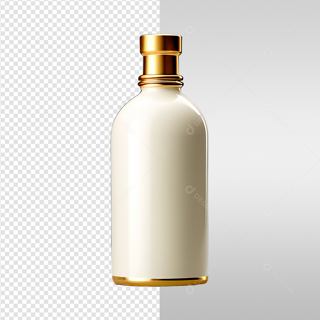 Elemento 3D Recipiente Branco e Dourado Ano Novo Para Composição PSD