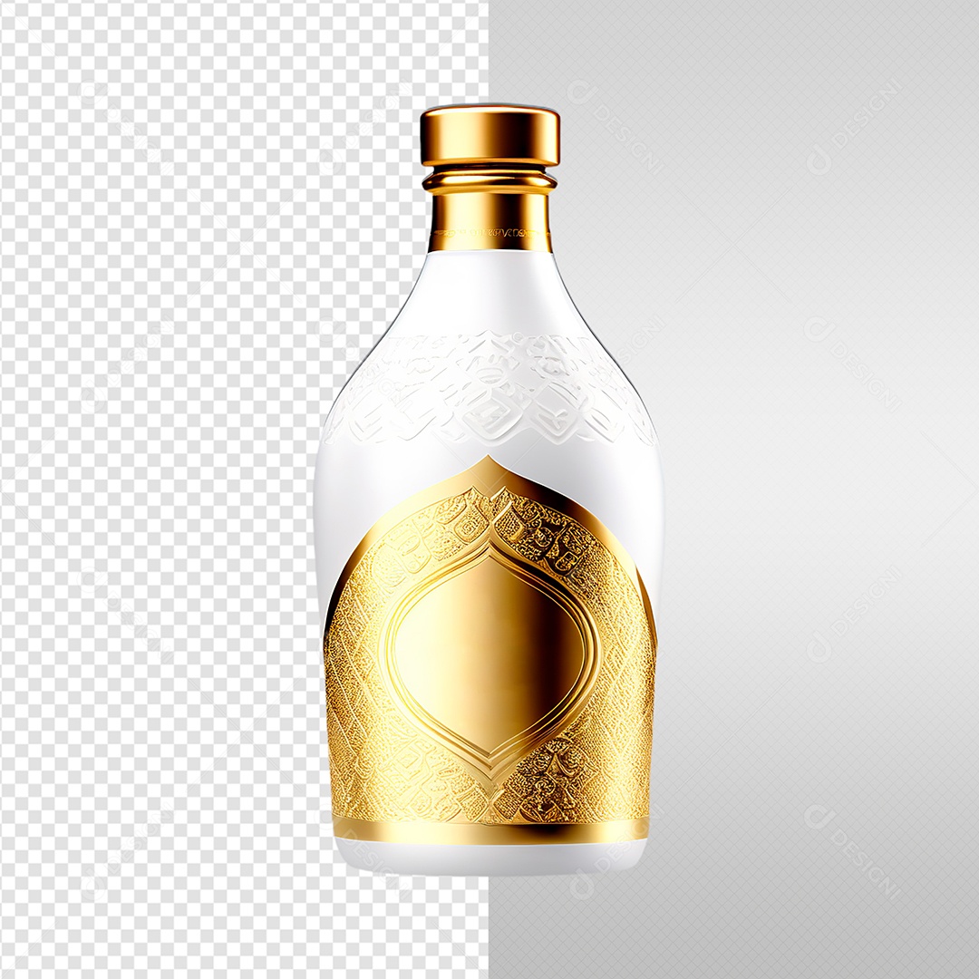 Elemento 3D Garrafa Dourada Ano Novo Para Composição PSD