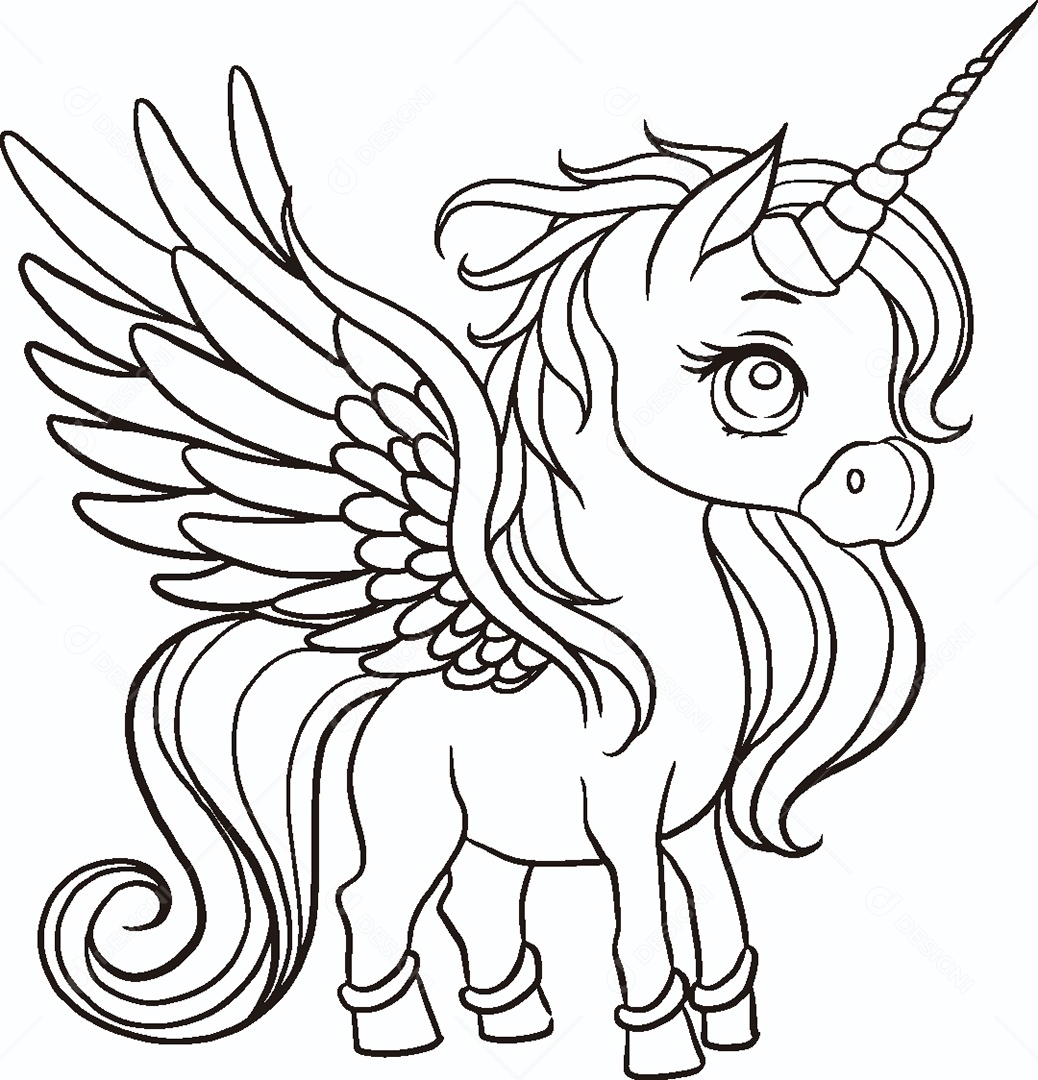 Desenho de um Unicórnio Vetor EPS