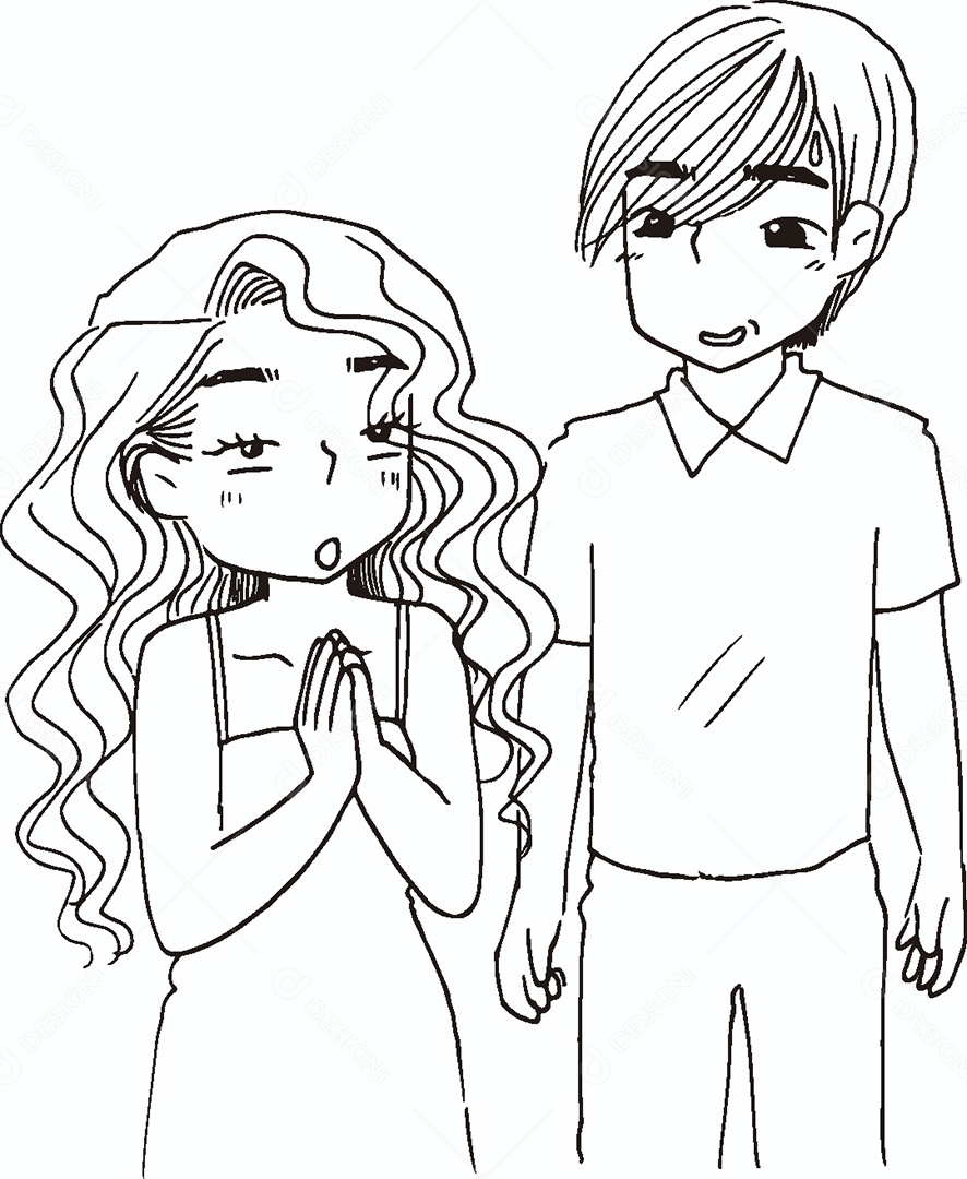 Desenho de Um Casal Vetor EPS