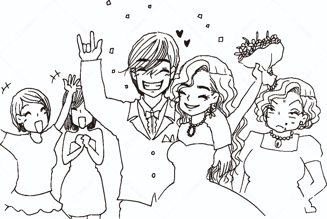 Desenho de um Casal Noivos Vetor EPS