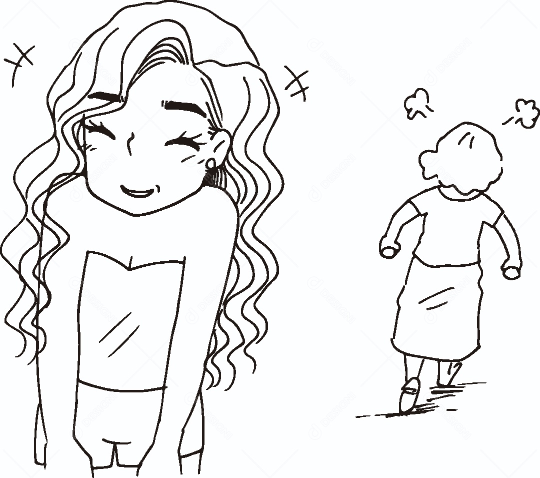 Desenho de uma Garota Vetor EPS