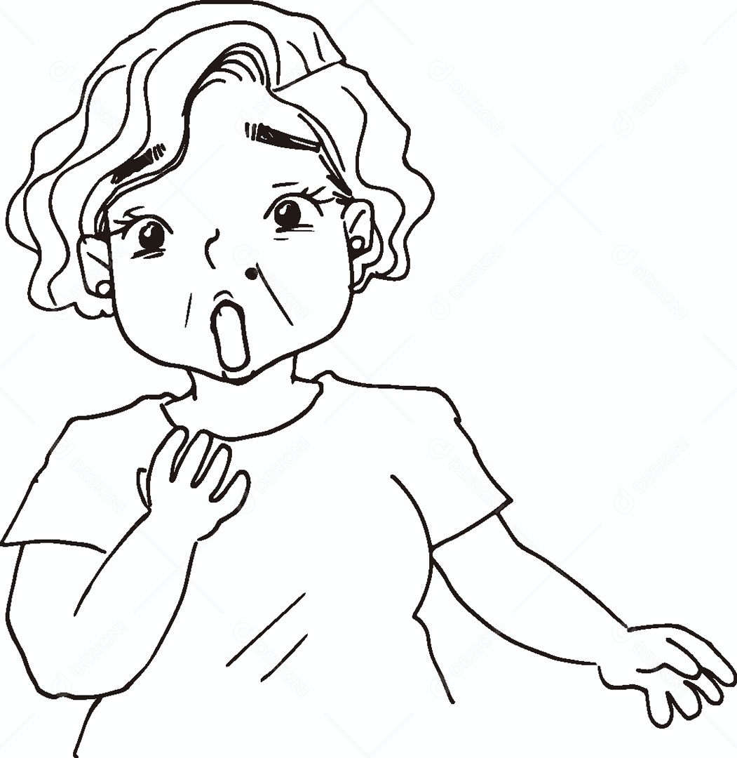 Desenho de Mulher com Expressão Facial Vetor EPS