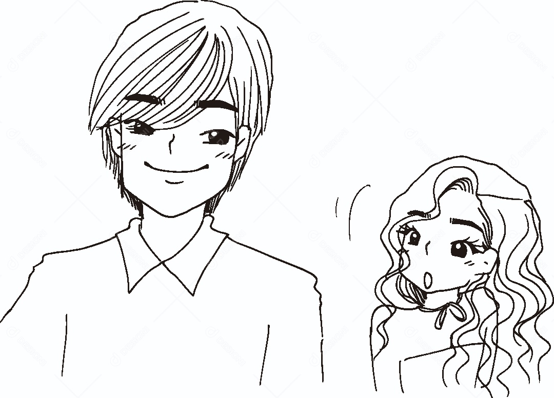 Desenho de Garoto e Garota Vetor EPS