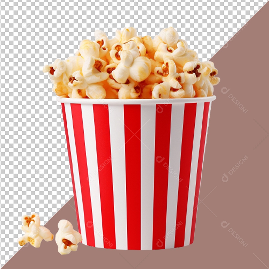 Balde de Pipoca Elemento 3D para Composição PSD