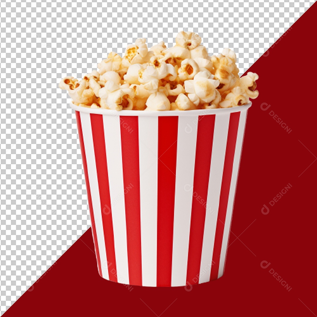 Balde de Pipoca Elemento 3D para Composição PSD