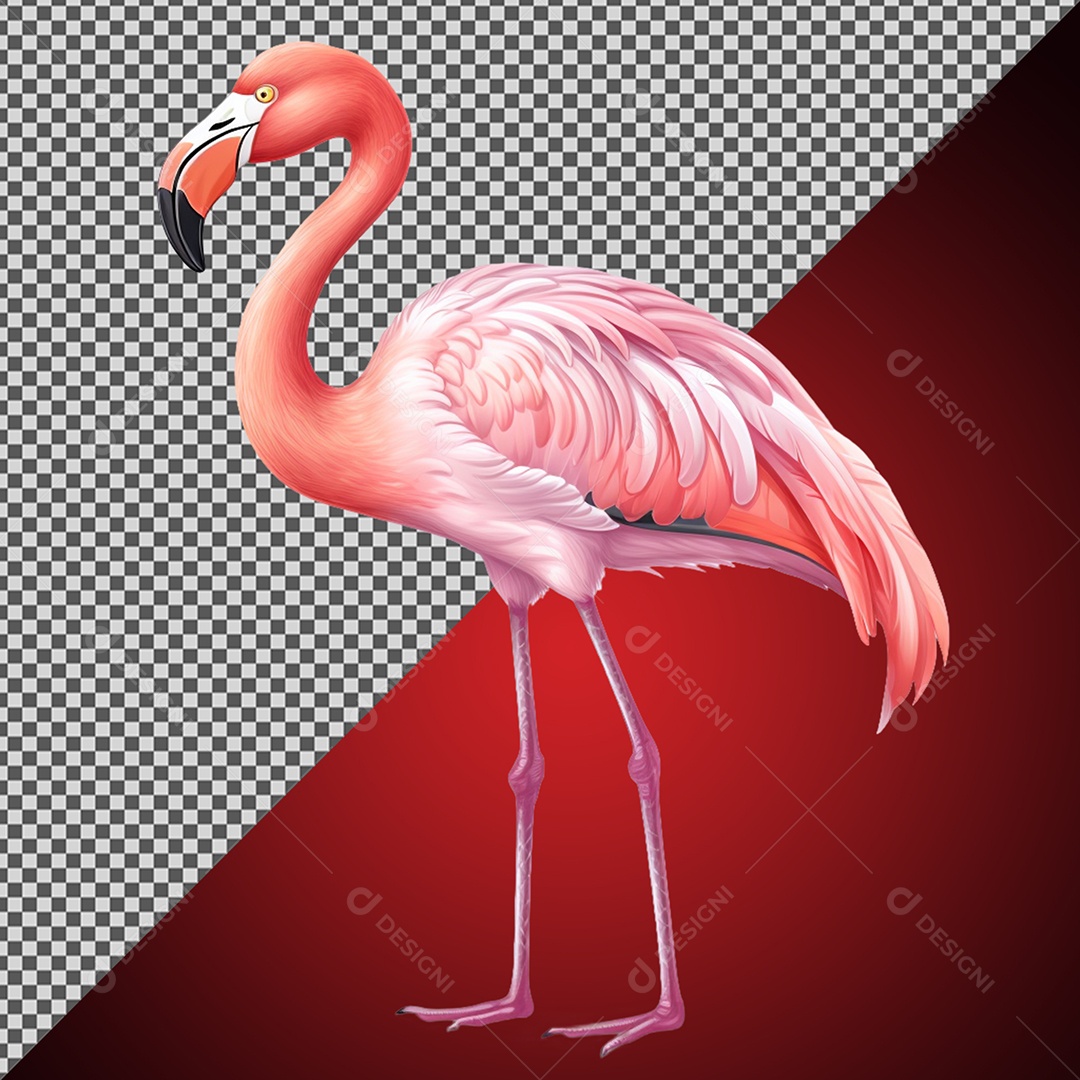Flamingo Ave Elemento 3D para Composição PSD