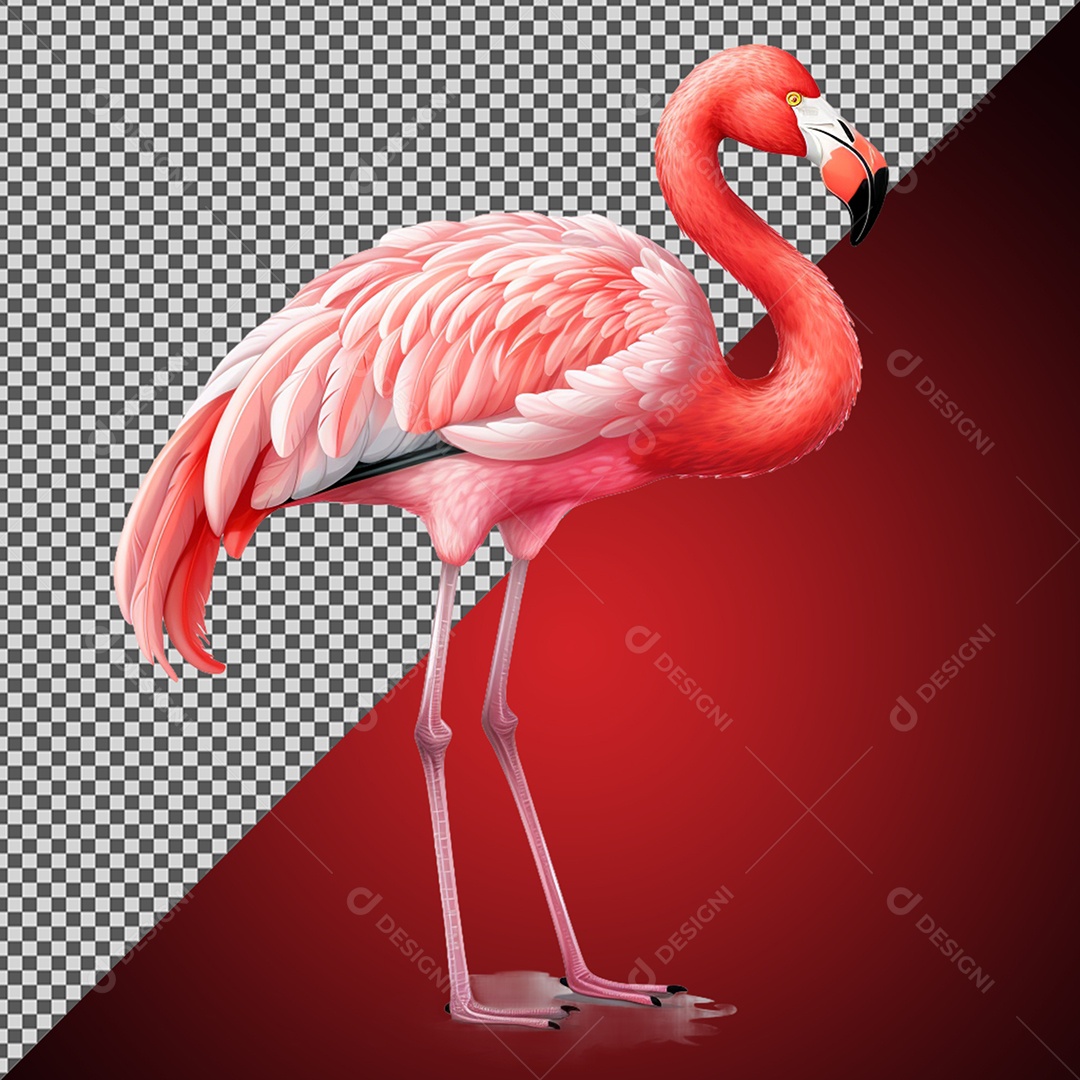Flamingo Ave Elemento 3D para Composição PSD