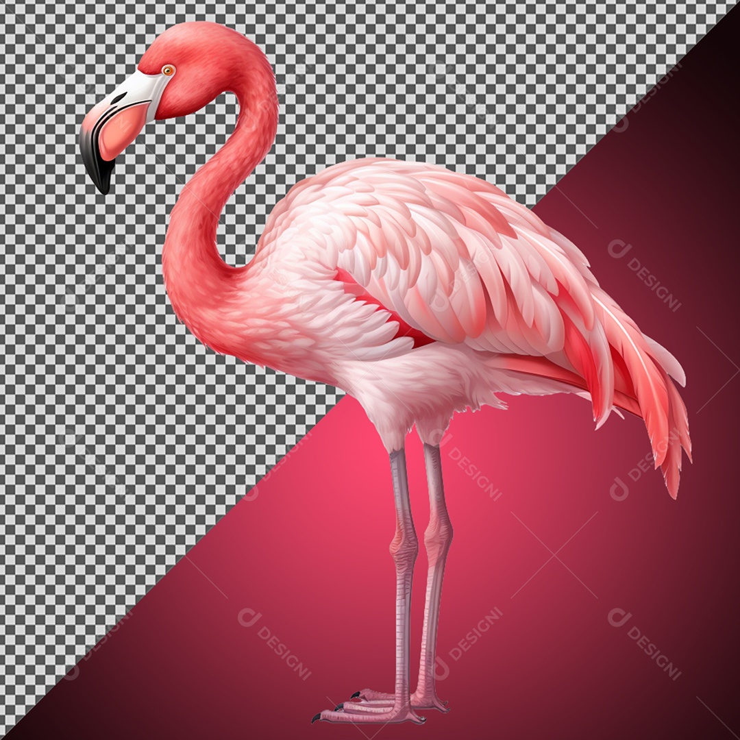 Flamingo Ave Elemento 3D para Composição PSD