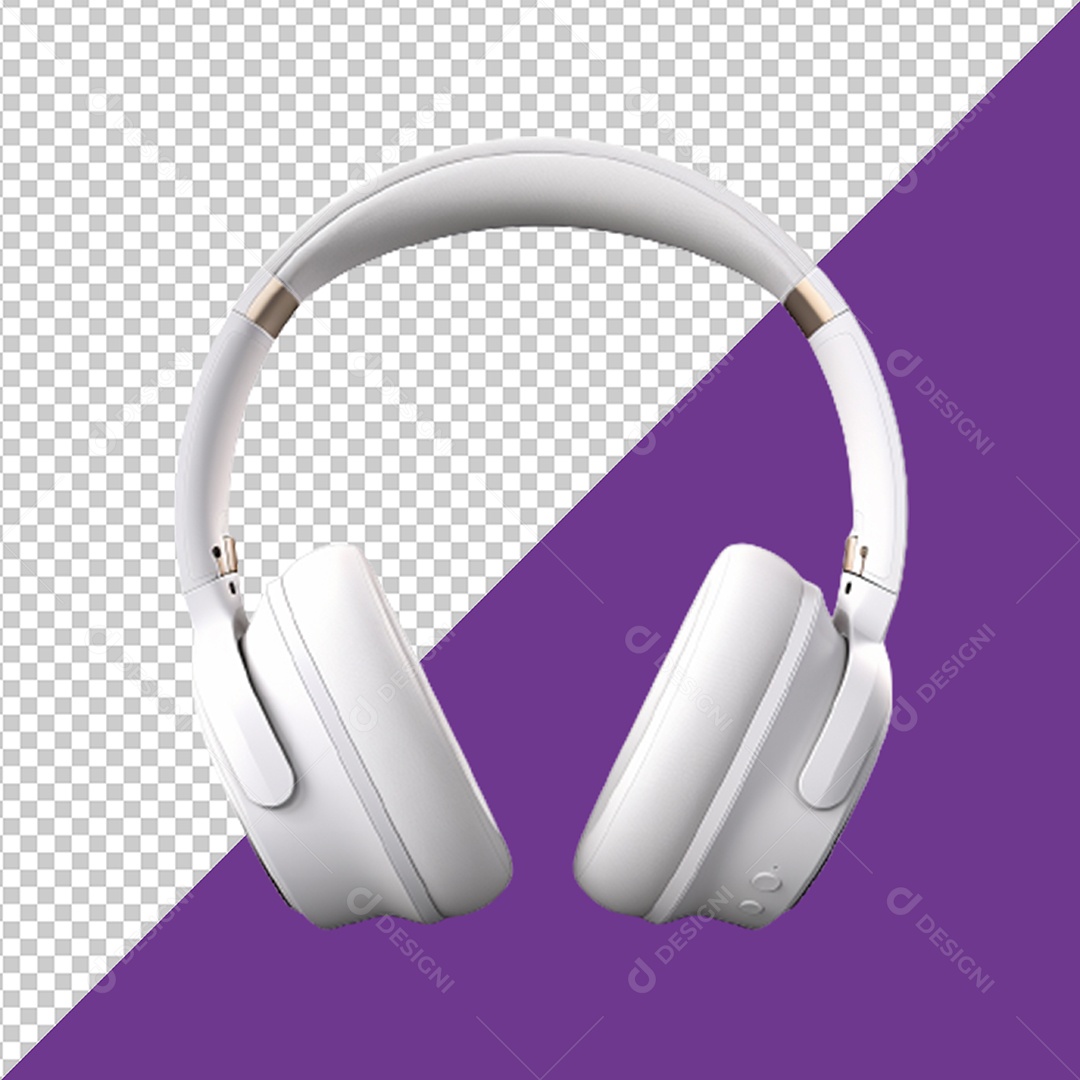 Fone de Ouvido Branco Headphone Sem Fio Elemento 3D para Composição PSD