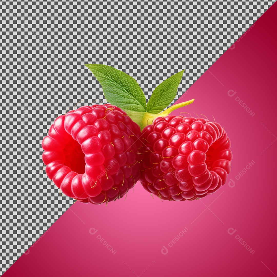 Elemento 3D Framboesas para Composição PSD