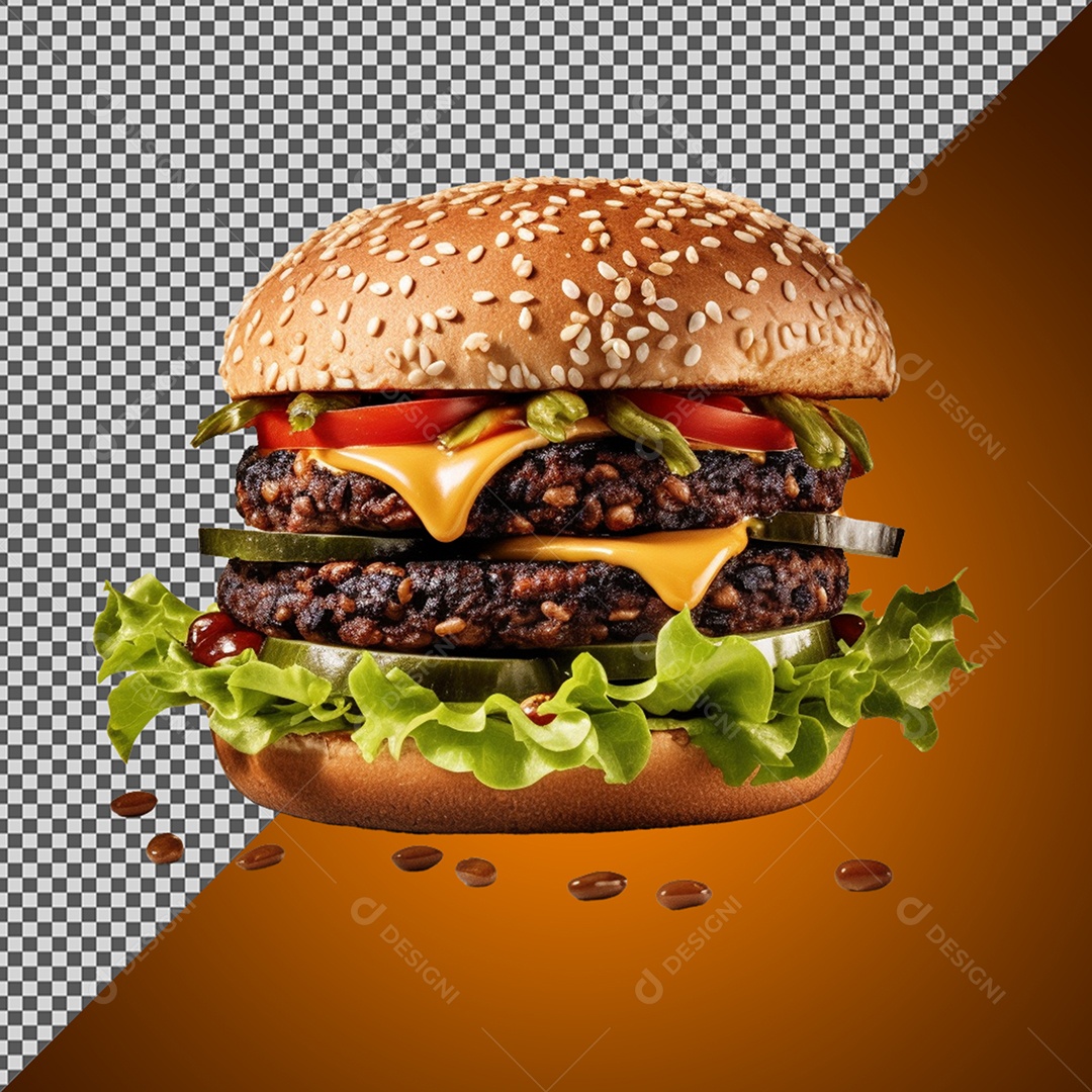 Hambúrguer Elemento 3D para Composição PSD