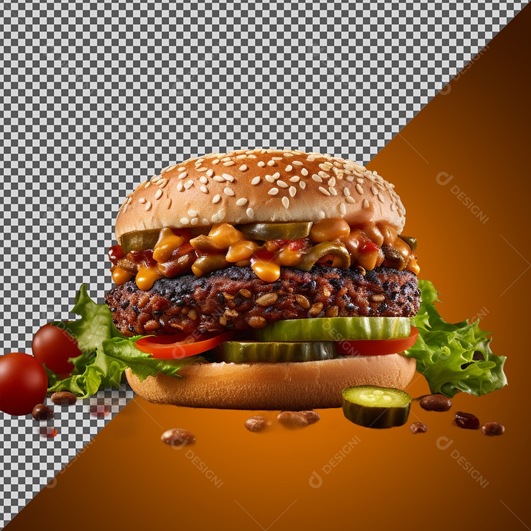 Hambúrguer Elemento 3D para Composição PSD