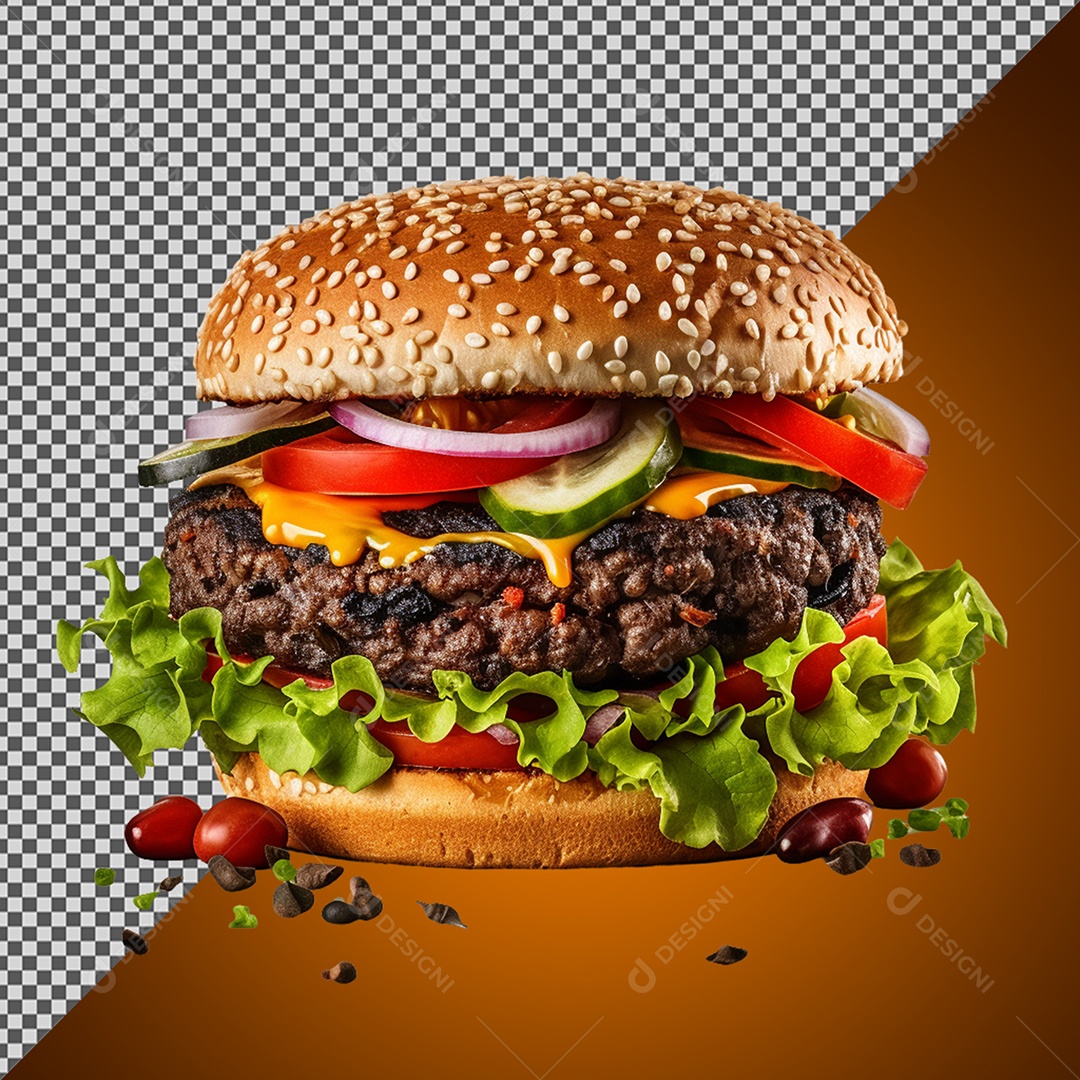 Hambúrguer Elemento 3D para Composição PSD