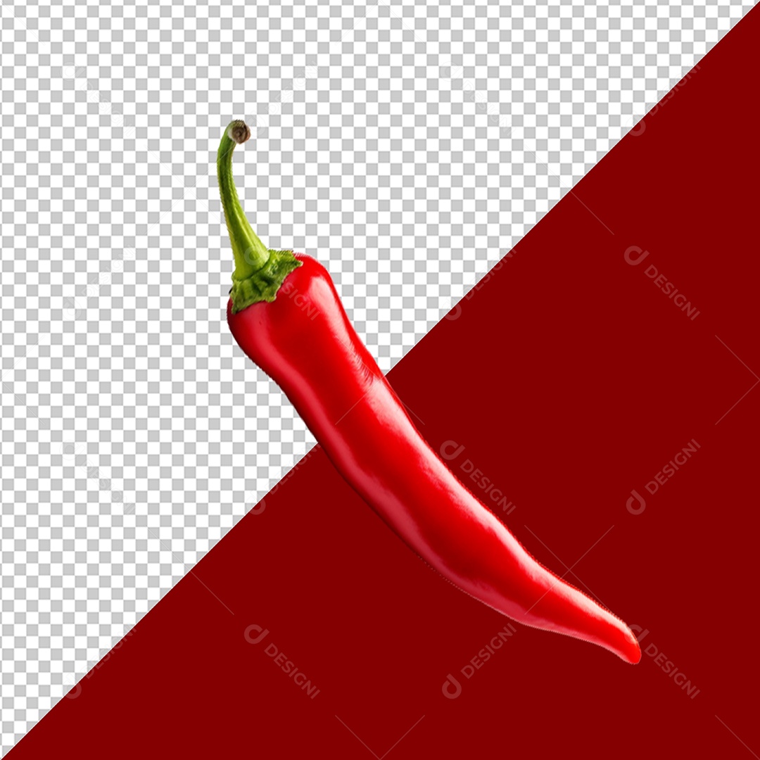 Elemento 3D Pimenta Malagueta para Composição PSD