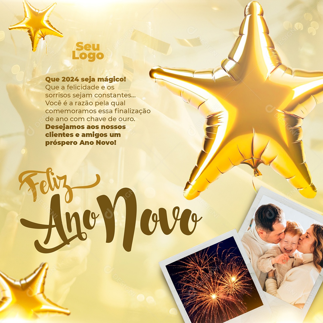 Social Media Feliz Ano Novo Um Próspero Ano Novo PSD Editável