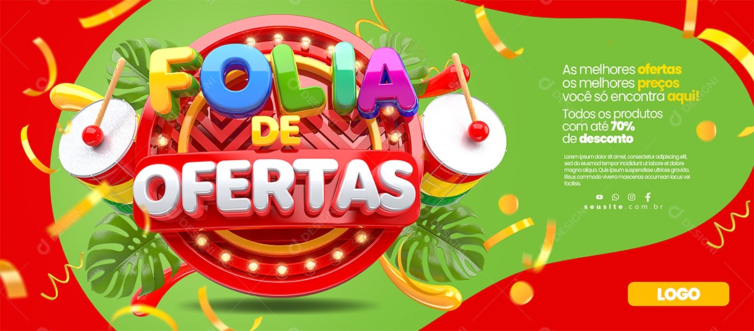 Banner Folia De Ofertas As Melhores Ofertas os melhores preços Social Media PSD Editável