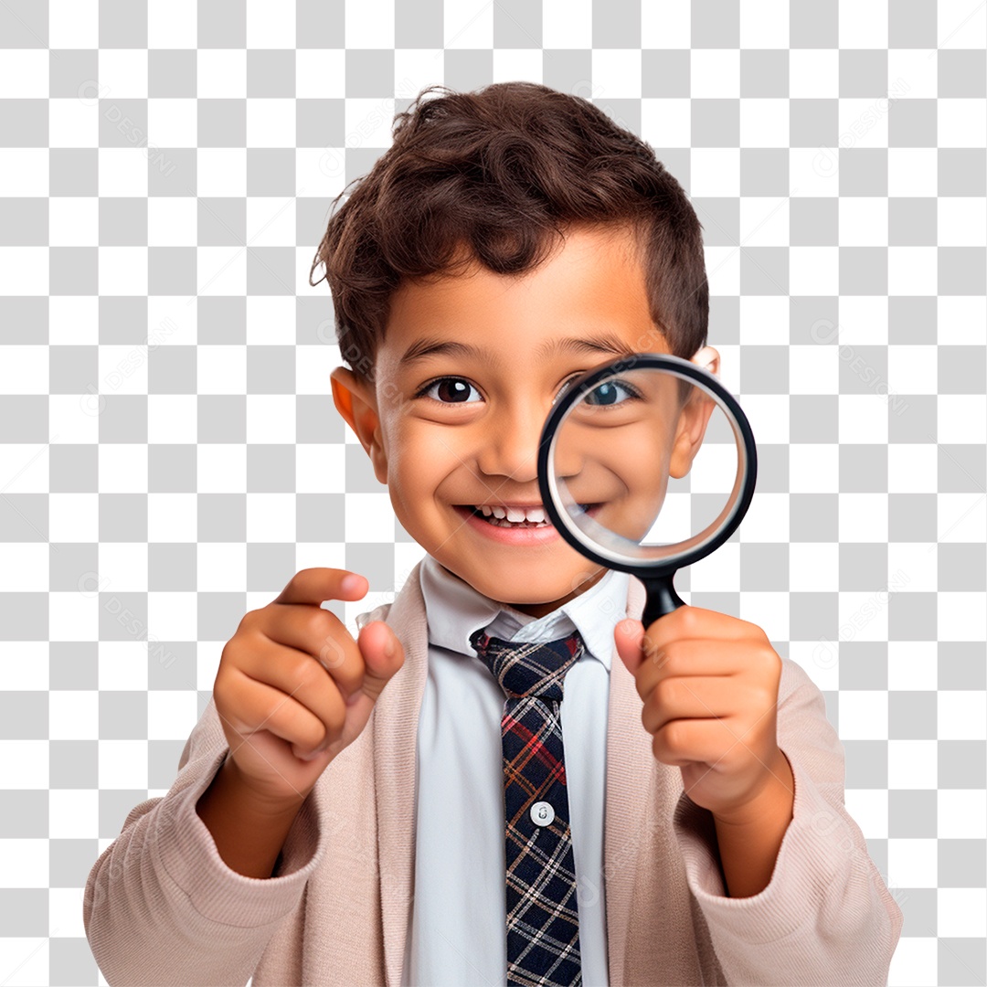 Criança com Lupa PNG Transparente