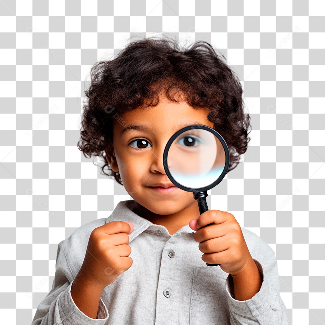 Criança com Lupa PNG Transparente