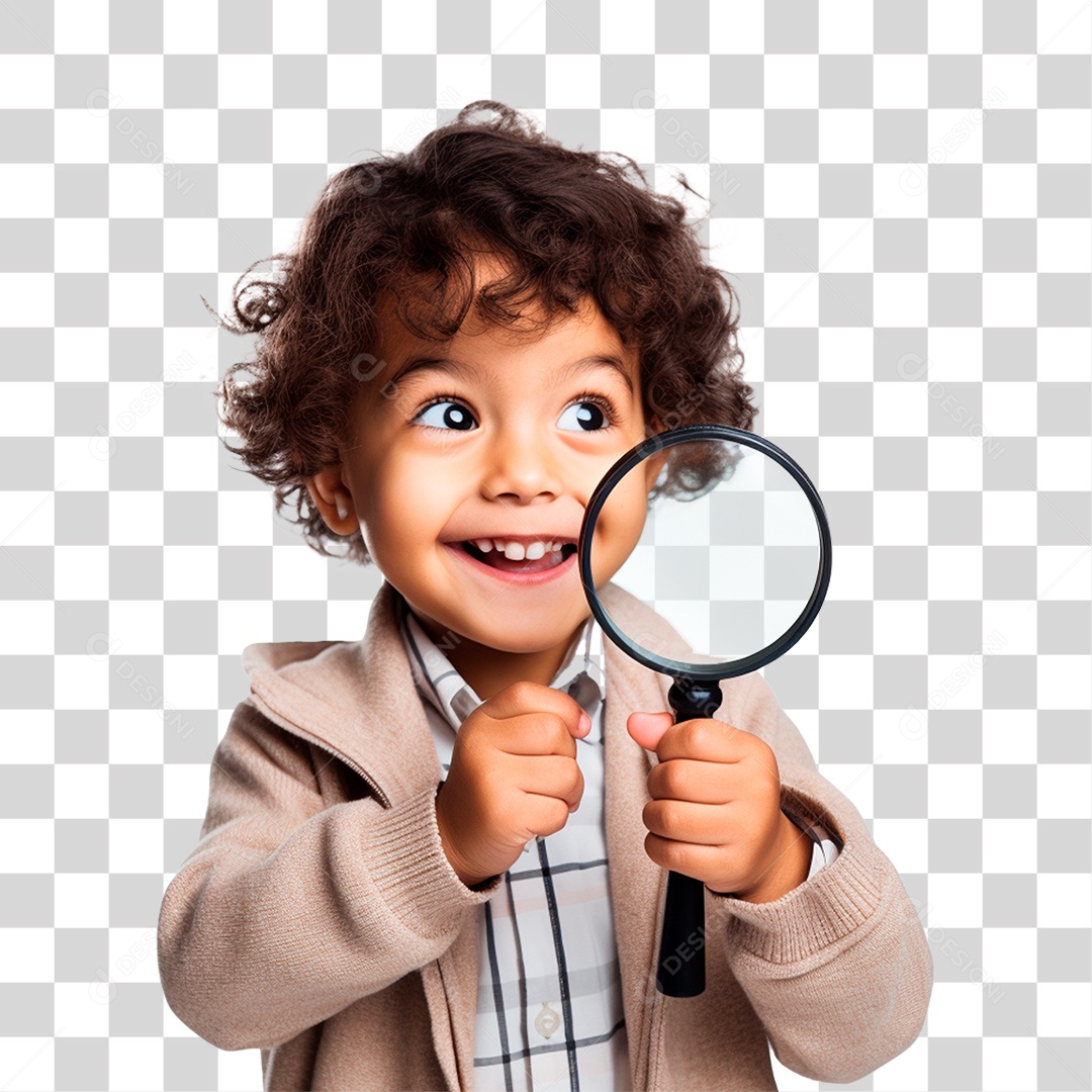Criança com Lupa PNG Transparente