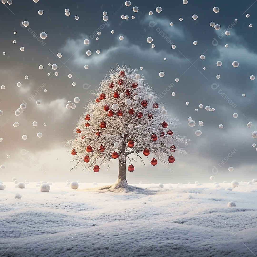 Neve e árvore de natal