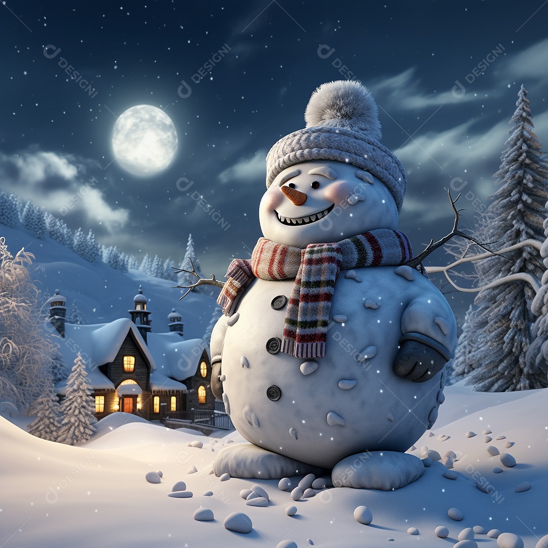 Cena de inverno do boneco de neve