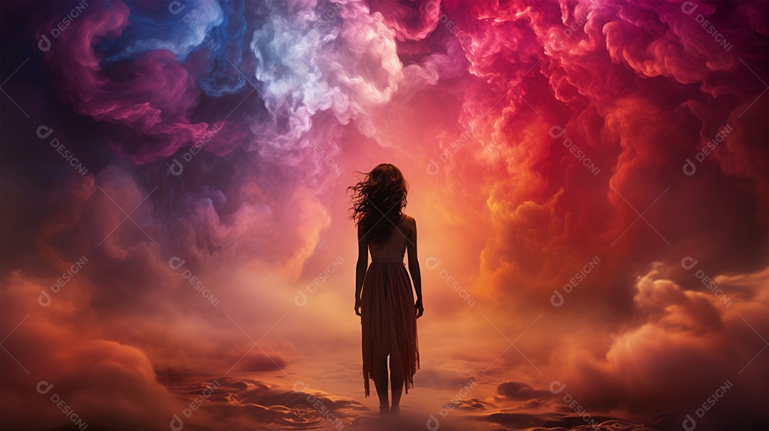 Céu colorido celebração de ano novo com fumaça